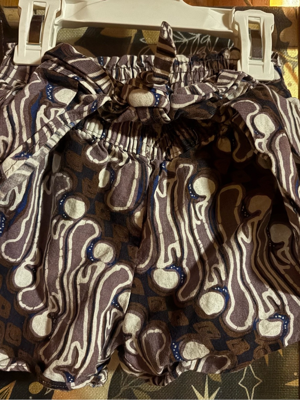 Tea Collection Brown and Cream Patterned Girls Skort with Blue Accents